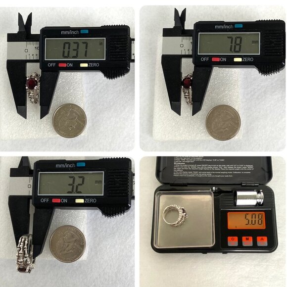 VTG Sterling Silver 925 Round Garnet Bamboo Style Triple Band Ring Sz 7.25 - Picture 10 of 16